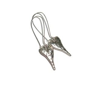 Dangle Heart earrings. Hammered Silver